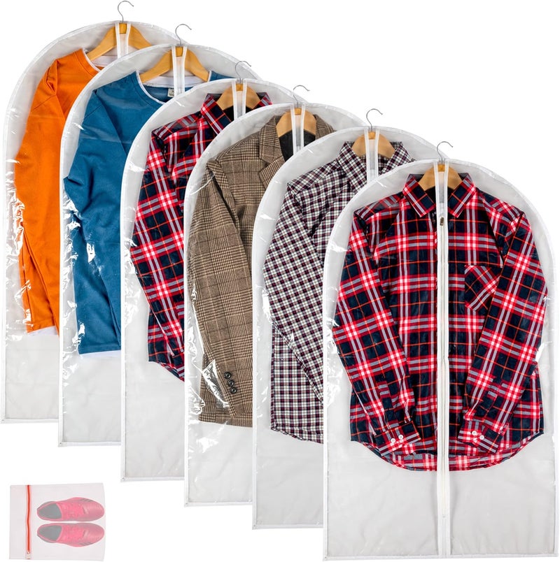 MS KITCHEN Clear Garment Bag Suit Bags for Closet Storage, Vinyl Garment Bags for Hanging Clothes, Coat Covers for Closet with Zipper and Plastic Garment Bags for Hanging Clothes - 24'' X 40''/6 Pack - Image 1